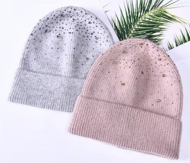 Rhinestone Cashmere Beanie